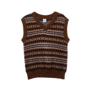 Pepa London Girls  All Over Fairisle Alpaca-Blend Sweater Vest, Brown